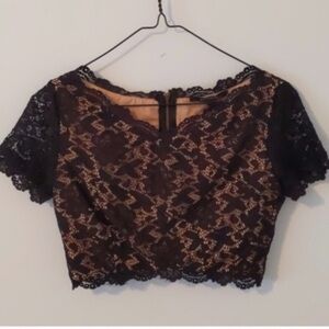 Olivaceous Black Lace Crop Top